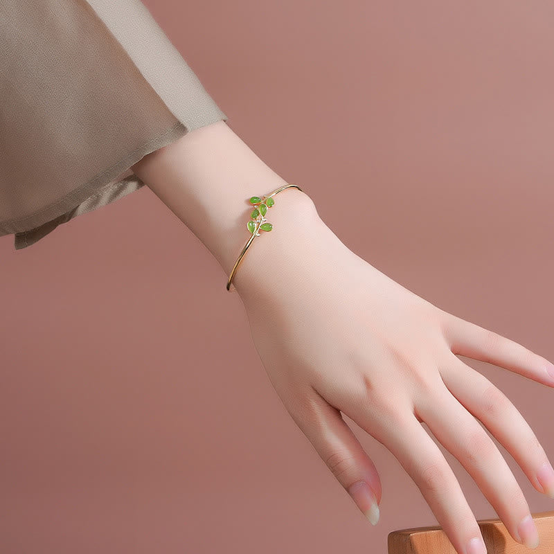 Naszyjnik z Buddha Stones ze srebra próby 925, z frędzlami w kształcie liści i zielonym jaspisem, z ochroną - image 14