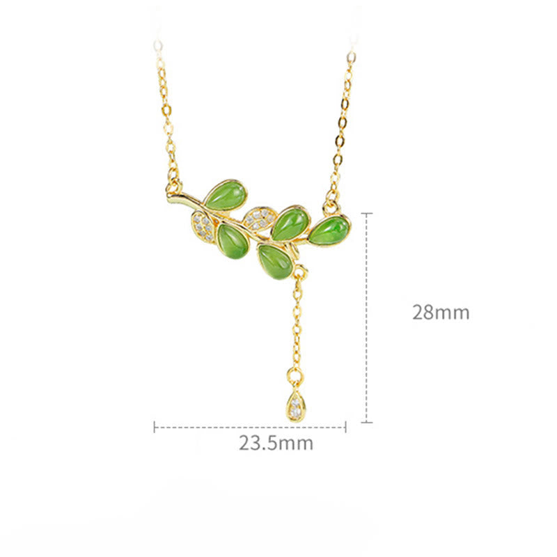 Bransoletka ochronna z liści z zielonego jaspisu, srebro próby 925 , Buddha Stones , grawerowane - image 12