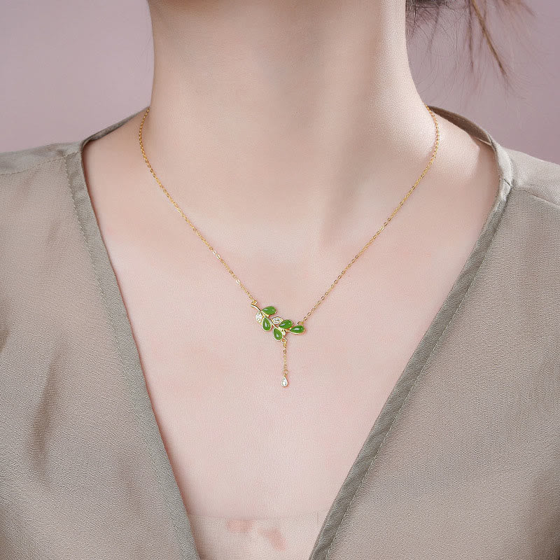 Buddha Stones ze srebra próby 925 z zielonego jaspisu z motywem liści i balansem - image 19