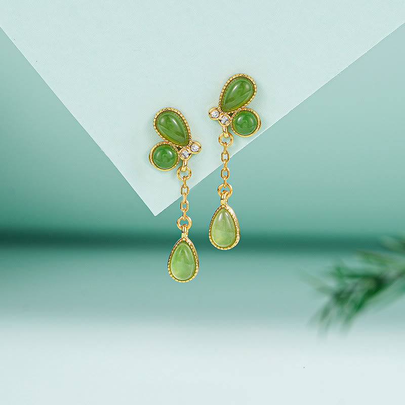 Naszyjnik z Buddha Stones ze srebra próby 925, z frędzlami w kształcie liści i zielonym jaspisem, z ochroną - image 16