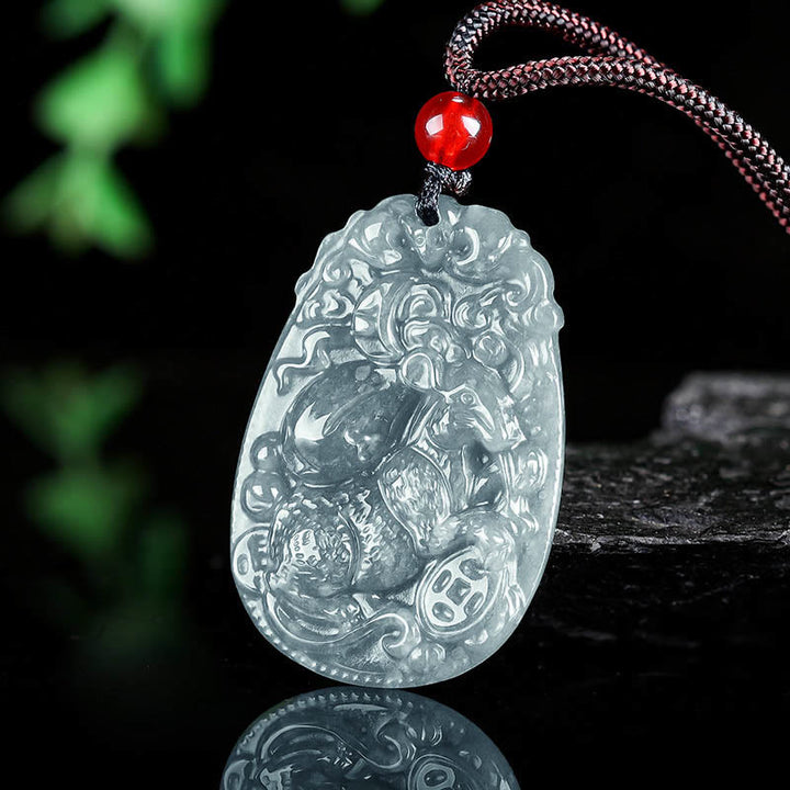Naszyjnik z jadeitu z Buddha Stones, chiński znak zodiaku, rok konia, lina szczęścia - image 7