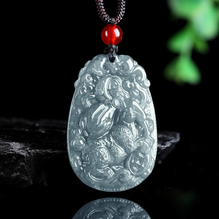 Naszyjnik z jadeitu z Buddha Stones, chiński znak zodiaku, rok konia, lina szczęścia - image 8
