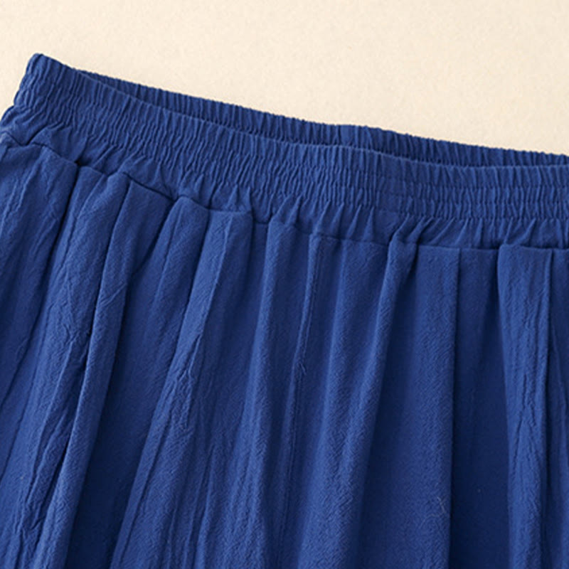 Spodnie damskie haremowe z elastycznym pasem i bawełny Buddha Stones Commute w jednolitym kolorze, o długości 7-8, z kieszeniami - image 5