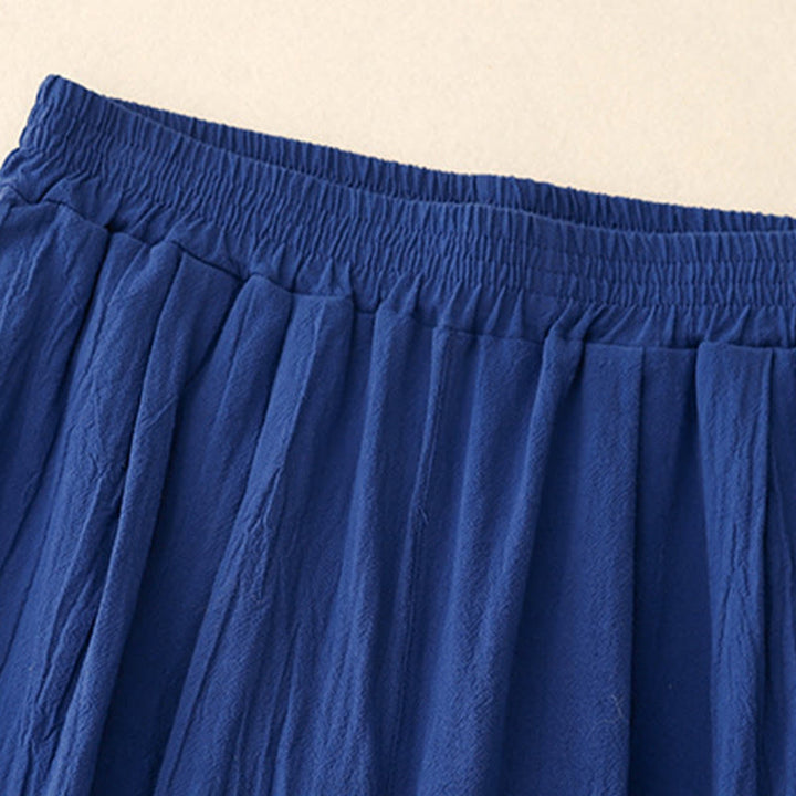 Spodnie damskie haremowe z elastycznym pasem i bawełny Buddha Stones Commute w jednolitym kolorze, o długości 7-8, z kieszeniami - image 5