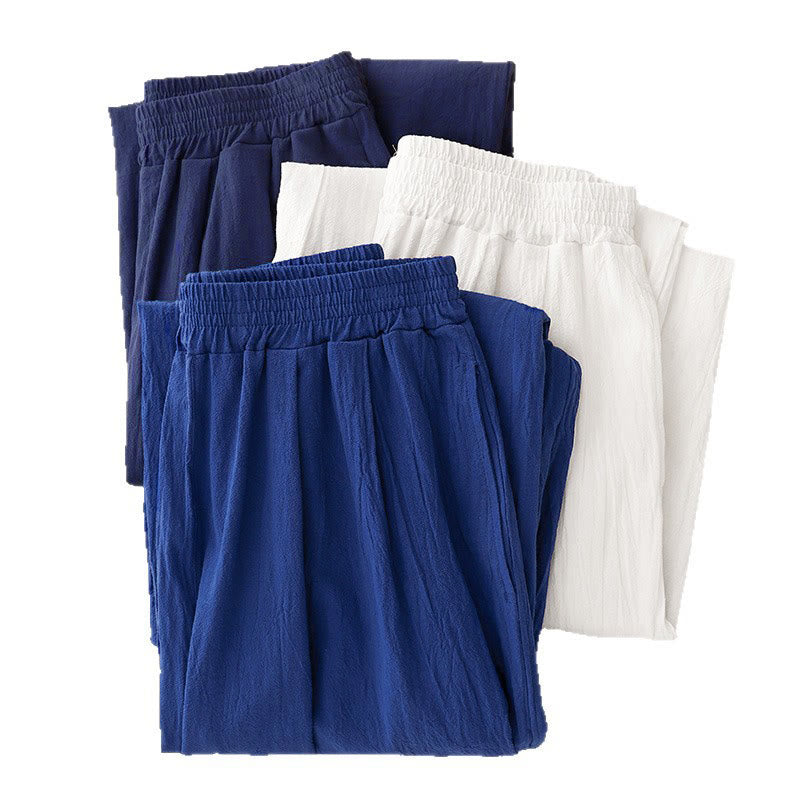 Spodnie damskie haremowe z elastycznym pasem i bawełny Buddha Stones Commute w jednolitym kolorze, o długości 7-8, z kieszeniami - image 16