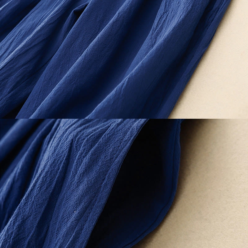 Spodnie damskie haremowe z elastycznym pasem i bawełny Buddha Stones Commute w jednolitym kolorze, o długości 7-8, z kieszeniami - image 8