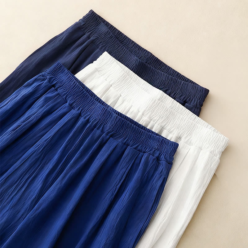 Spodnie damskie haremowe z elastycznym pasem i bawełny Buddha Stones Commute w jednolitym kolorze, o długości 7-8, z kieszeniami - image 14