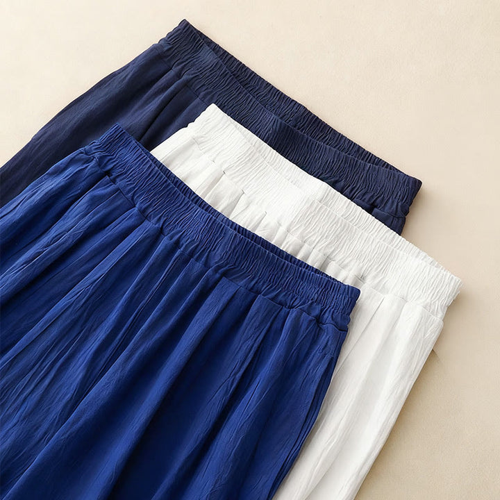 Spodnie damskie haremowe z elastycznym pasem i bawełny Buddha Stones Commute w jednolitym kolorze, o długości 7-8, z kieszeniami - image 14