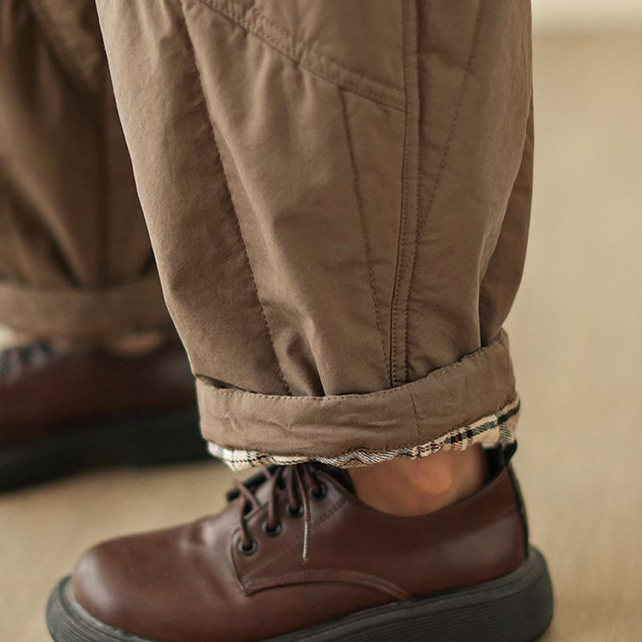 Damskie spodnie haremowe z kieszeniami, z wysokim stanem i elastyczną talią, z Buddha Stones, z bawełny i polaru - image 19