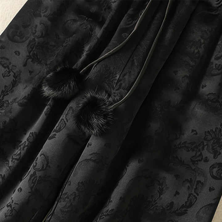 Damskie spodnie termiczne z szerokimi nogawkami i kieszeniami, z szerokimi nogawkami i żakardowym wzorem "Buddha Stones" z wysokim stanem i kieszeniami - image 15