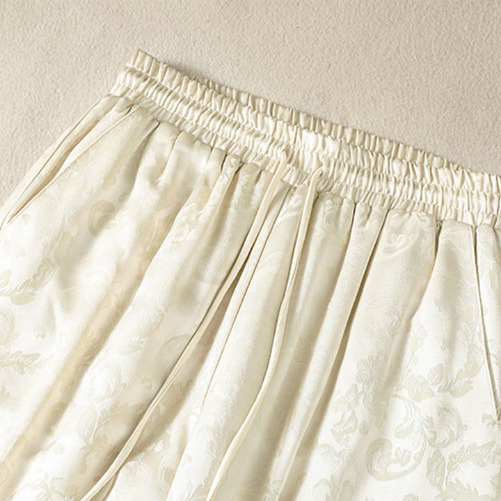 Damskie spodnie termiczne z szerokimi nogawkami i kieszeniami, z szerokimi nogawkami i żakardowym wzorem "Buddha Stones" z wysokim stanem i kieszeniami - image 2