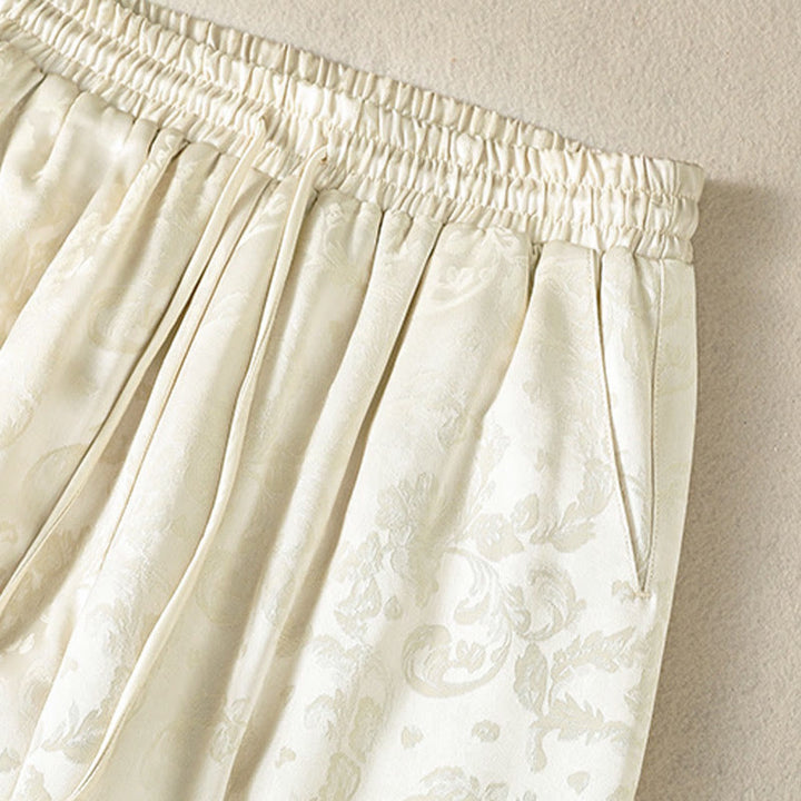 Damskie spodnie termiczne z szerokimi nogawkami i kieszeniami, z szerokimi nogawkami i żakardowym wzorem "Buddha Stones" z wysokim stanem i kieszeniami - image 4