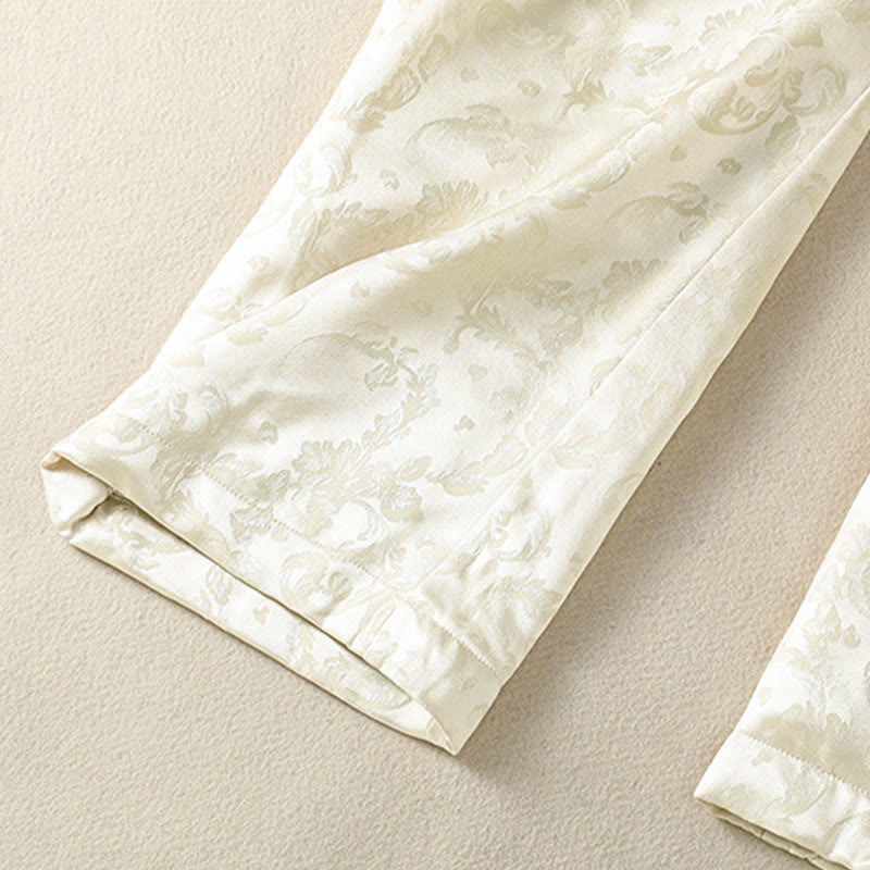 Damskie spodnie termiczne z szerokimi nogawkami i kieszeniami, z szerokimi nogawkami i żakardowym wzorem "Buddha Stones" z wysokim stanem i kieszeniami - image 8