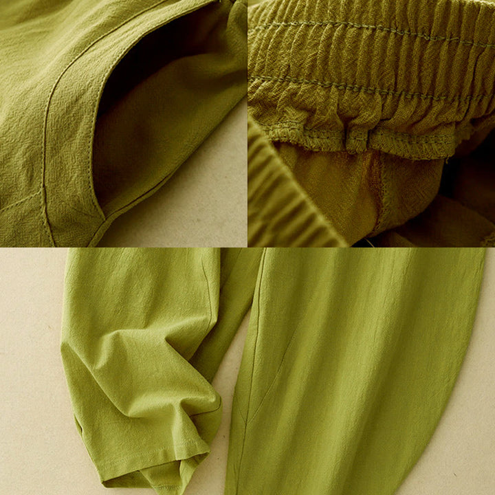 Spodnie damskie z szerokimi nogawkami i kieszeniami w jednolitym kolorze i patchworku z motywem Buddha Stones - image 9