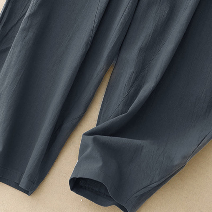 Spodnie damskie z szerokimi nogawkami i kieszeniami w jednolitym kolorze i patchworku z motywem Buddha Stones - image 12