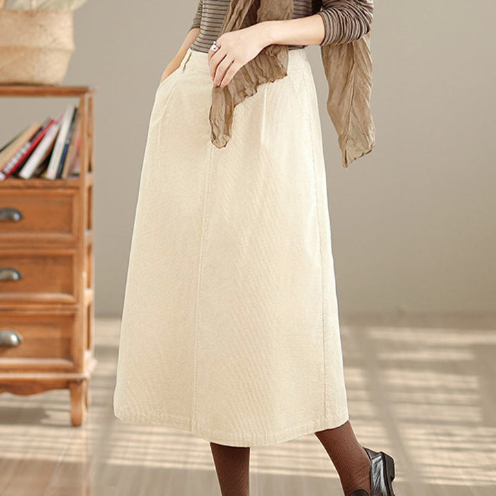 Spódnica sztruksowa damska z kieszeniami i elastycznym pasem w kolorze Buddha Stones , 7-8 - image 10