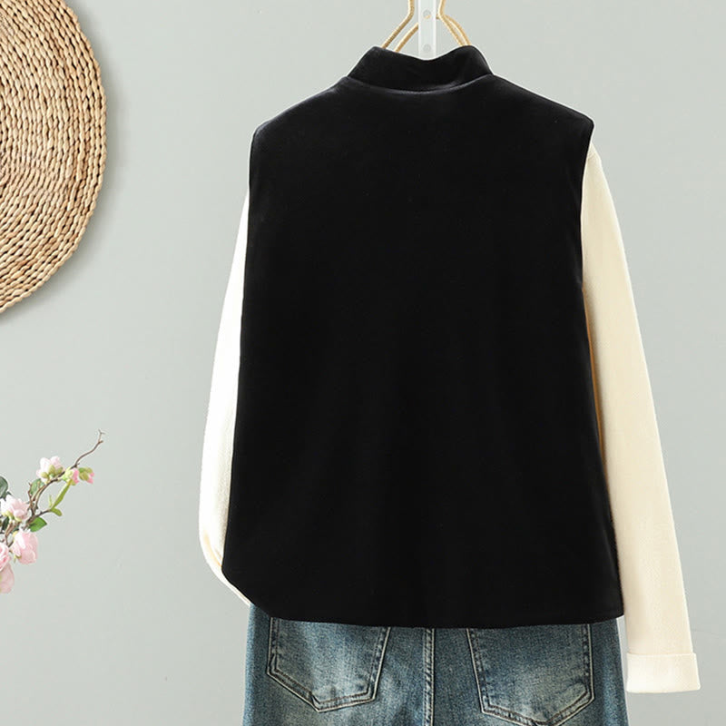 Kamizelka damska bez rękawów z haftem "Buddha Stones" w kolorze białym - image 1