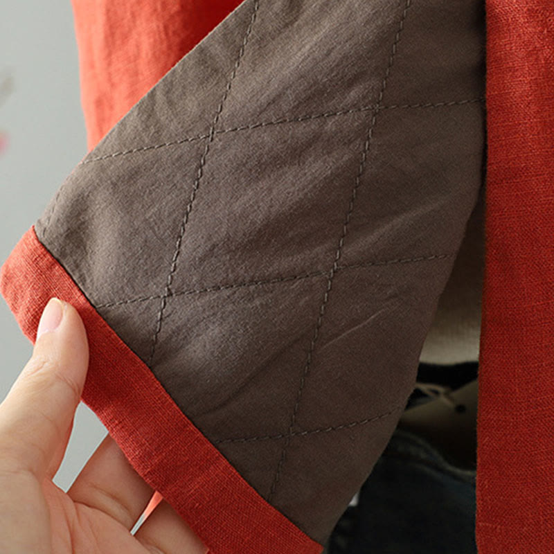 Kamizelka damska bez rękawów z kwiatowym wzorem w kształcie Buddha Stones , dekoltem w serek i guzikami żaby - image 7