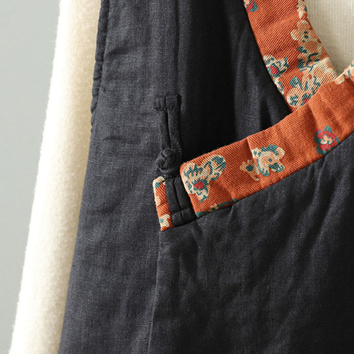 Kamizelka damska bez rękawów z kwiatowym wzorem w kształcie Buddha Stones , dekoltem w serek i guzikami żaby - image 16