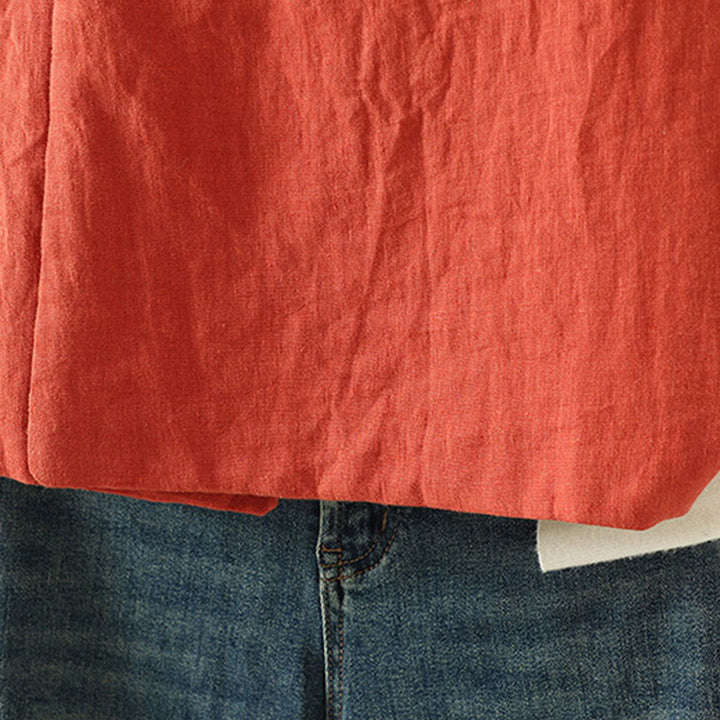 Kamizelka damska bez rękawów z kwiatowym wzorem w kształcie Buddha Stones , dekoltem w serek i guzikami żaby - image 11