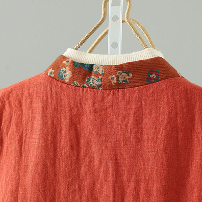 Kamizelka damska bez rękawów z kwiatowym wzorem w kształcie Buddha Stones , dekoltem w serek i guzikami żaby - image 4