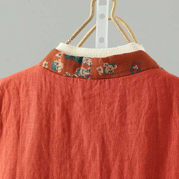 Kamizelka damska bez rękawów z kwiatowym wzorem w kształcie Buddha Stones , dekoltem w serek i guzikami żaby - image 4