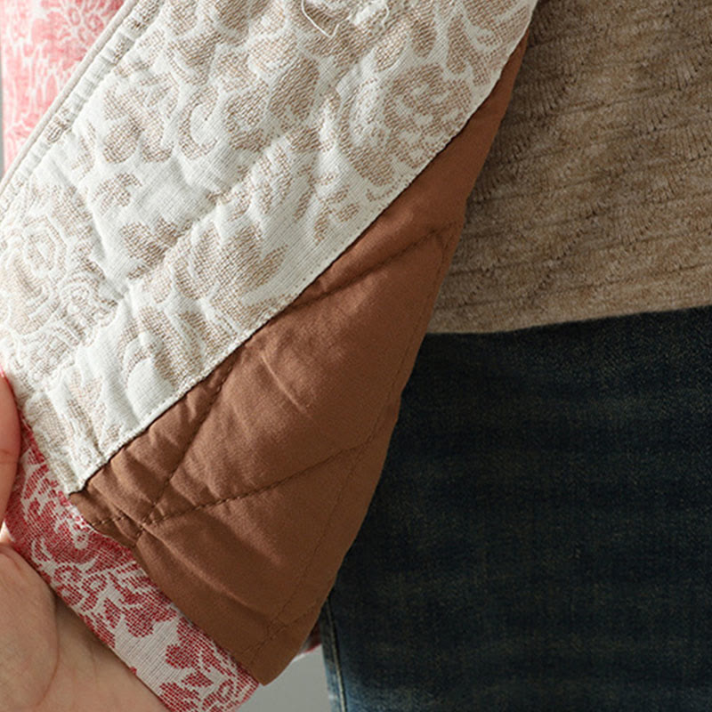 Kurtka termiczna damska Buddha Stones z motywem piwonii, zapinana na guziki żaby, z długim rękawem i kieszeniami - image 7