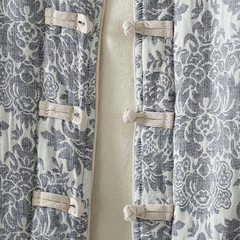 Kurtka termiczna damska Buddha Stones z motywem piwonii, zapinana na guziki żaby, z długim rękawem i kieszeniami - image 24