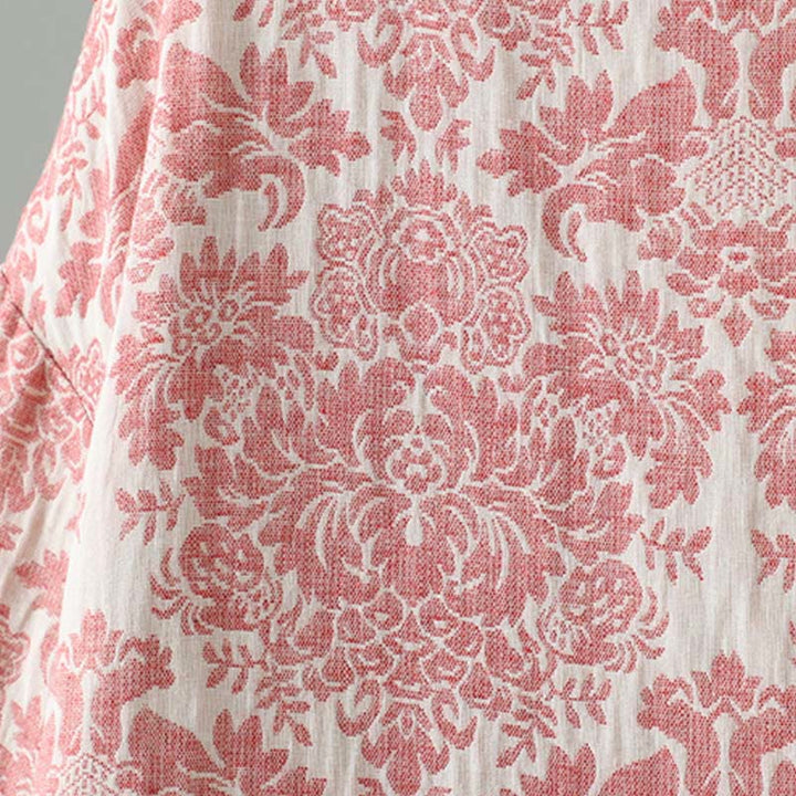 Kurtka termiczna damska Buddha Stones z motywem piwonii, zapinana na guziki żaby, z długim rękawem i kieszeniami - image 8