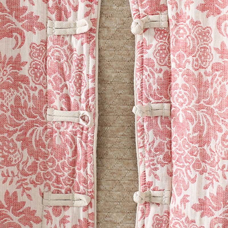 Kurtka termiczna damska Buddha Stones z motywem piwonii, zapinana na guziki żaby, z długim rękawem i kieszeniami - image 6