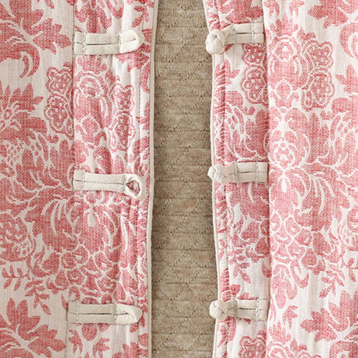 Kurtka termiczna damska Buddha Stones z motywem piwonii, zapinana na guziki żaby, z długim rękawem i kieszeniami - image 6