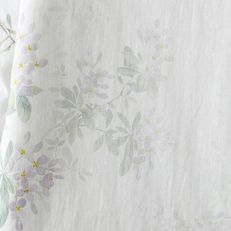 Buddha Stones Damska kurtka termiczna z długim rękawem i fioletowymi kwiatami i żabimi guzikami - image 8