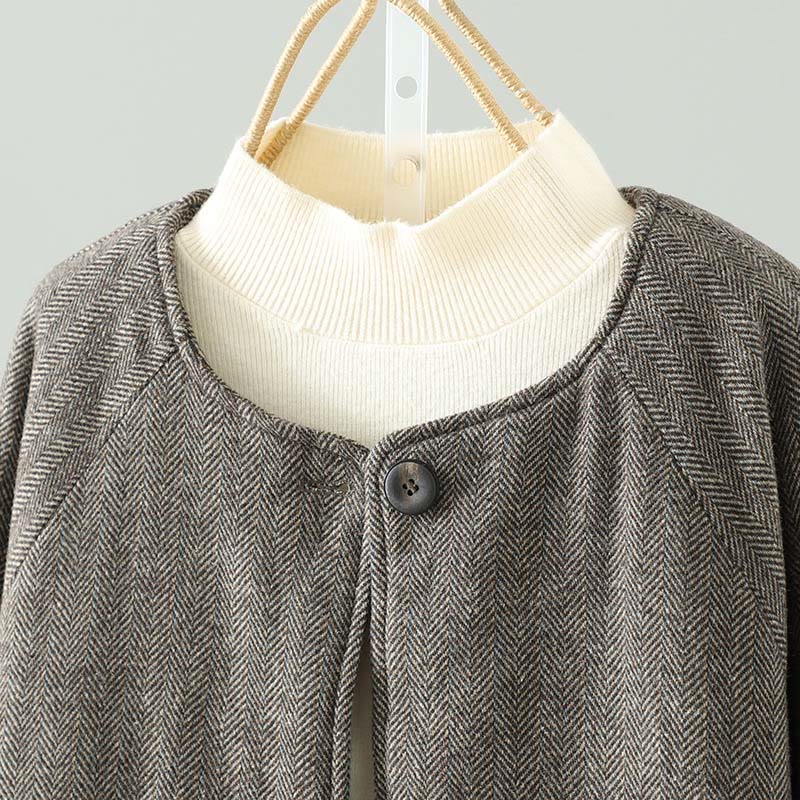 Kurtka termiczna damska Buddha Stones z długimi rękawami i brązowymi guzikami, z kieszeniami - image 2