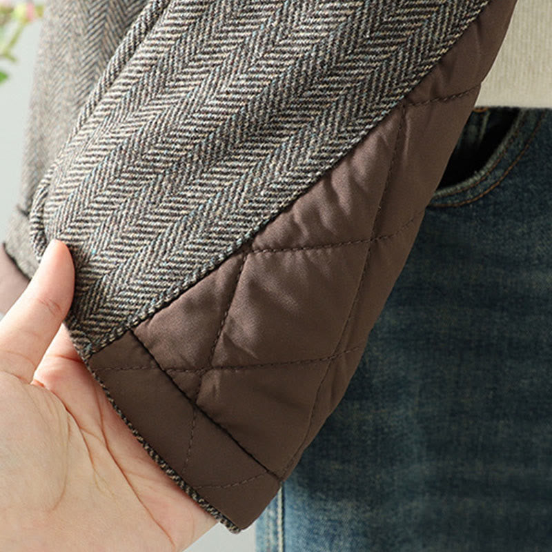 Kurtka termiczna damska Buddha Stones z długimi rękawami i brązowymi guzikami, z kieszeniami - image 10