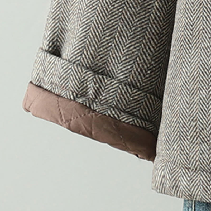 Kurtka termiczna damska Buddha Stones z długimi rękawami i brązowymi guzikami, z kieszeniami - image 6