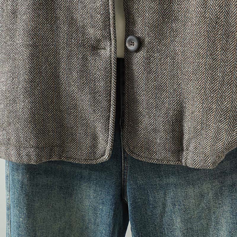 Kurtka termiczna damska Buddha Stones z długimi rękawami i brązowymi guzikami, z kieszeniami - image 8