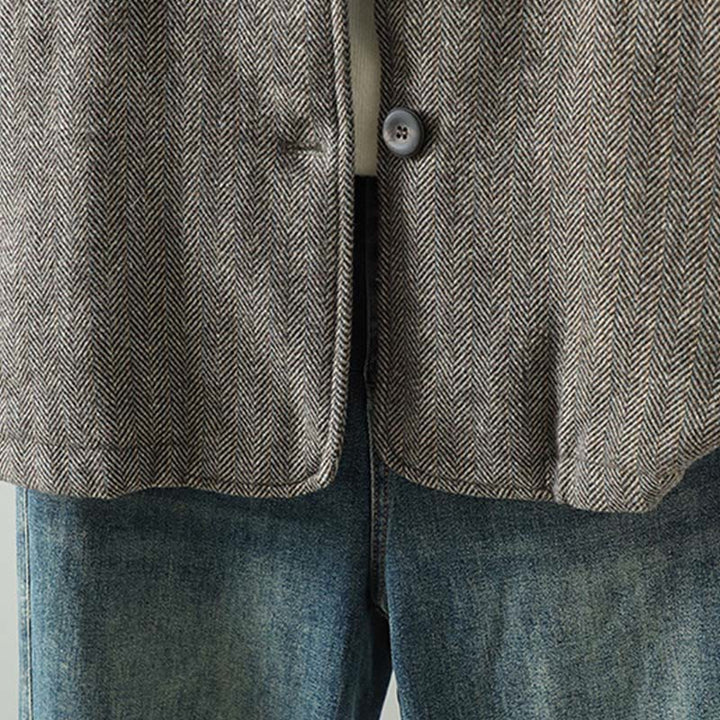 Kurtka termiczna damska Buddha Stones z długimi rękawami i brązowymi guzikami, z kieszeniami - image 8