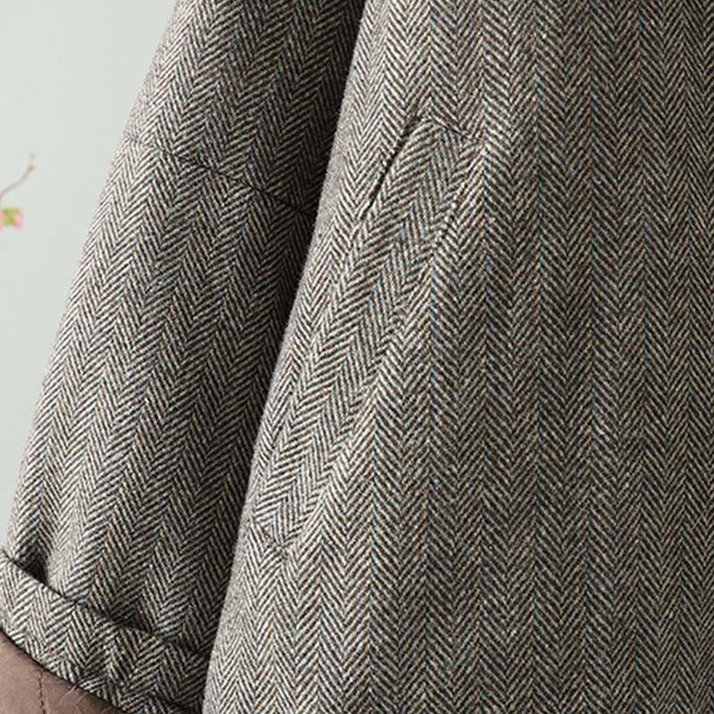 Kurtka termiczna damska Buddha Stones z długimi rękawami i brązowymi guzikami, z kieszeniami - image 5