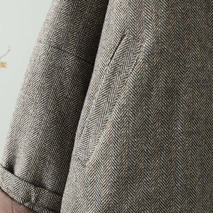 Kurtka termiczna damska Buddha Stones z długimi rękawami i brązowymi guzikami, z kieszeniami - image 5