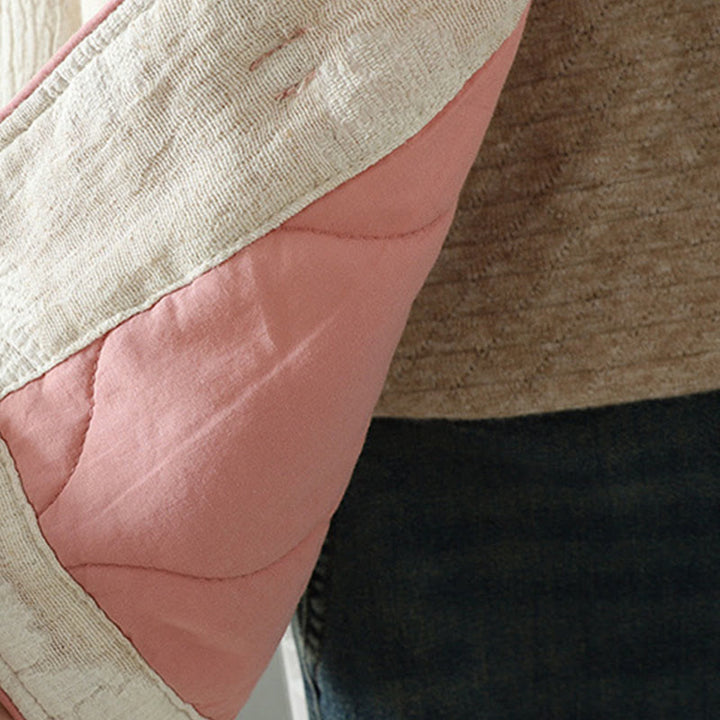 Kurtka termiczna damska Buddha Stones w kolorze beżowym z żabą i długimi rękawami i kieszeniami - image 6