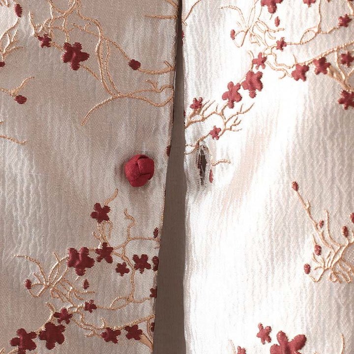 Kurtka termiczna damska z długim rękawem i kieszeniami, z motywem czerwonych kwiatów Buddha Stones , zapinana na guziki - image 5