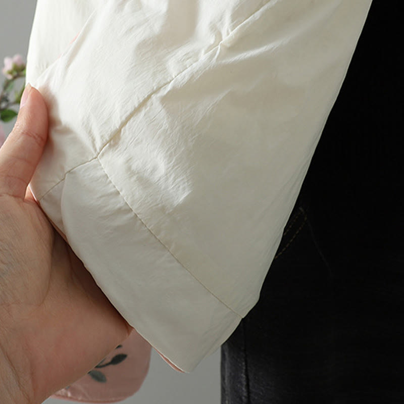 Kurtka termiczna damska z długim rękawem i kieszeniami, haftowana żaba z motywem kwiatów brzoskwini z motywem Buddha Stones - image 21