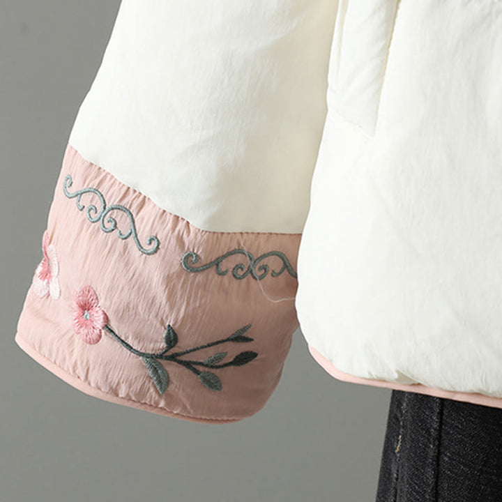 Kurtka termiczna damska z długim rękawem i kieszeniami, haftowana żaba z motywem kwiatów brzoskwini z motywem Buddha Stones - image 20