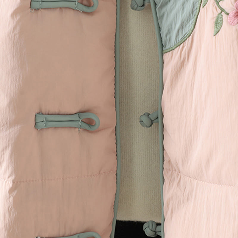 Kurtka termiczna damska z długim rękawem i kieszeniami, haftowana żaba z motywem kwiatów brzoskwini z motywem Buddha Stones - image 10