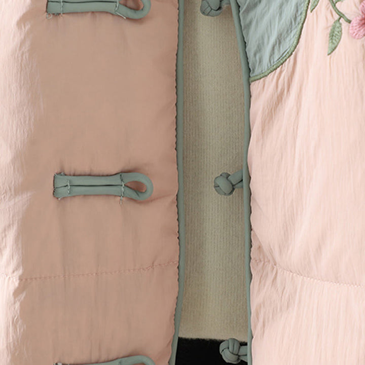 Kurtka termiczna damska z długim rękawem i kieszeniami, haftowana żaba z motywem kwiatów brzoskwini z motywem Buddha Stones - image 10