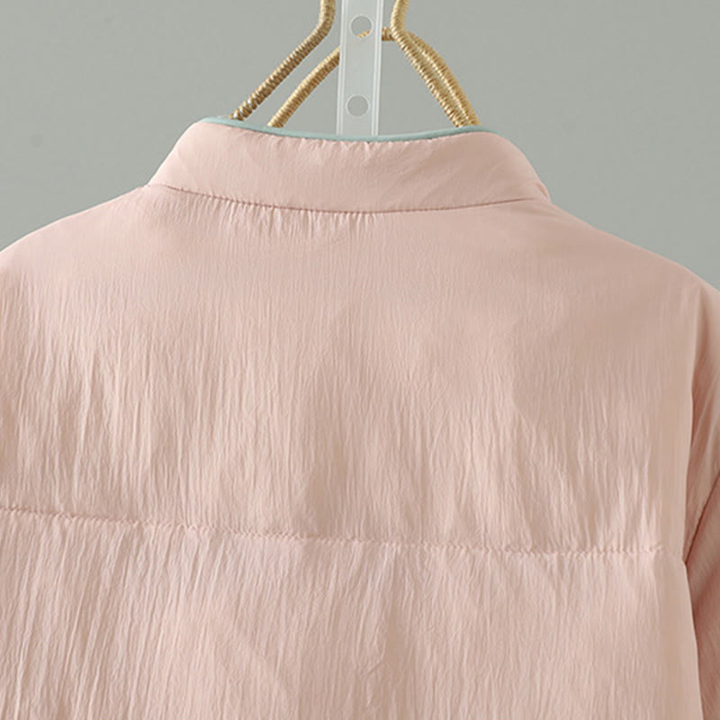 Kurtka termiczna damska z długim rękawem i kieszeniami, haftowana żaba z motywem kwiatów brzoskwini z motywem Buddha Stones - image 4