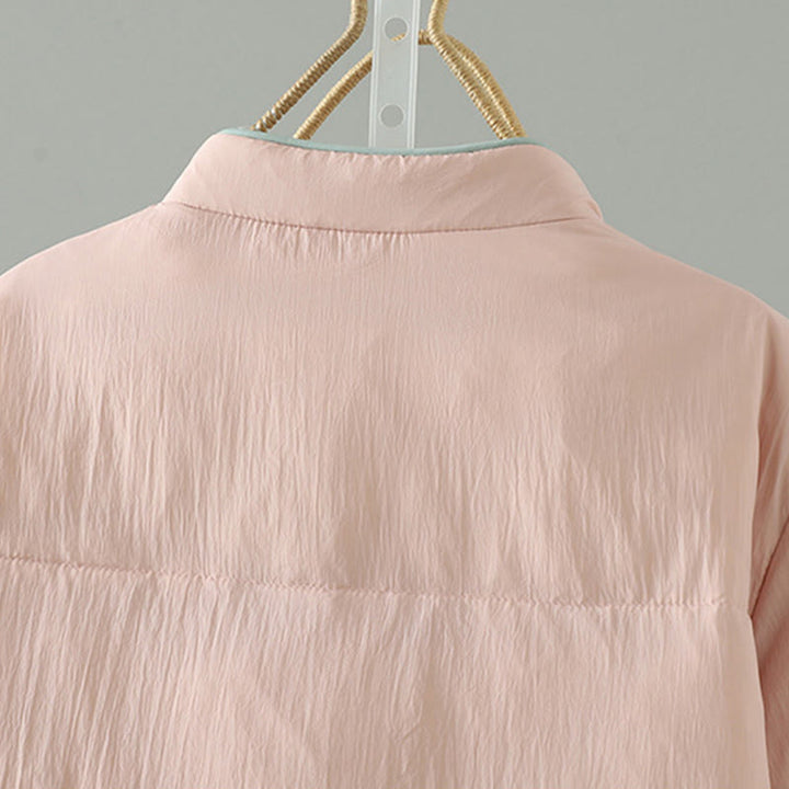 Kurtka termiczna damska z długim rękawem i kieszeniami, haftowana żaba z motywem kwiatów brzoskwini z motywem Buddha Stones - image 4