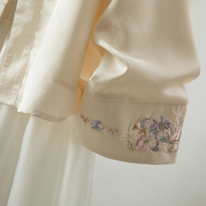 Kurtka Buddha Stones z długim rękawem i haftem jesiennych kwiatów z motywem żaby i guzików - image 8