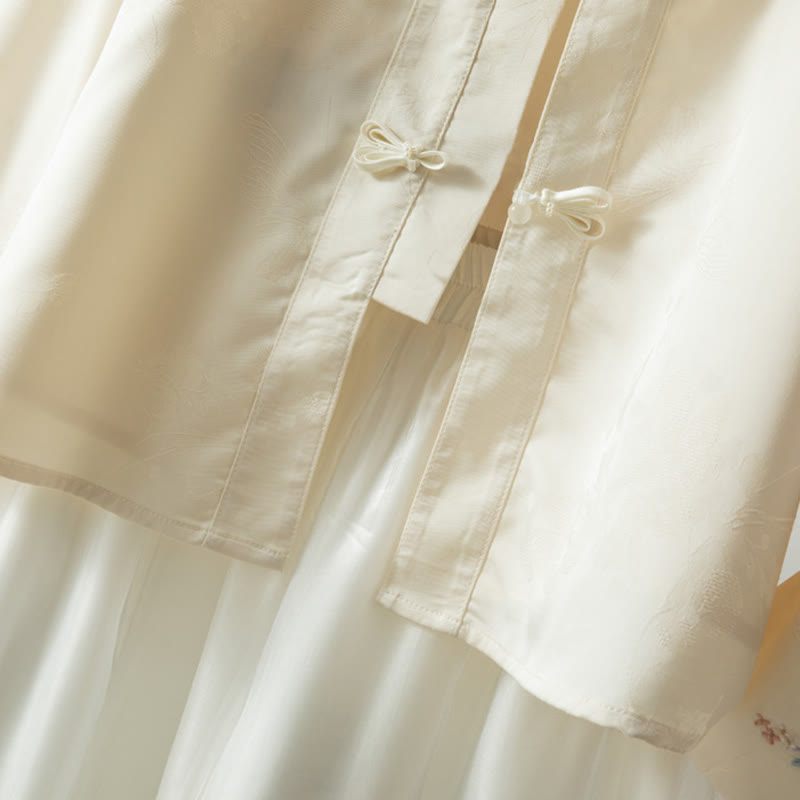 Kurtka Buddha Stones z długim rękawem i haftem jesiennych kwiatów z motywem żaby i guzików - image 6