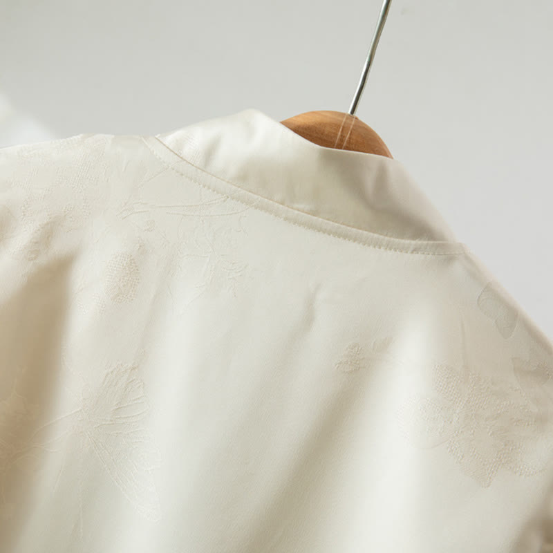 Kurtka Buddha Stones z długim rękawem i haftem jesiennych kwiatów z motywem żaby i guzików - image 3